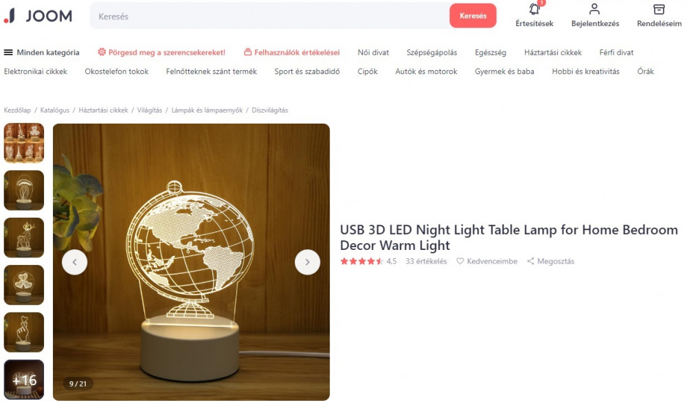 DreamLED Földgömb Dekoratív LED Lámpa